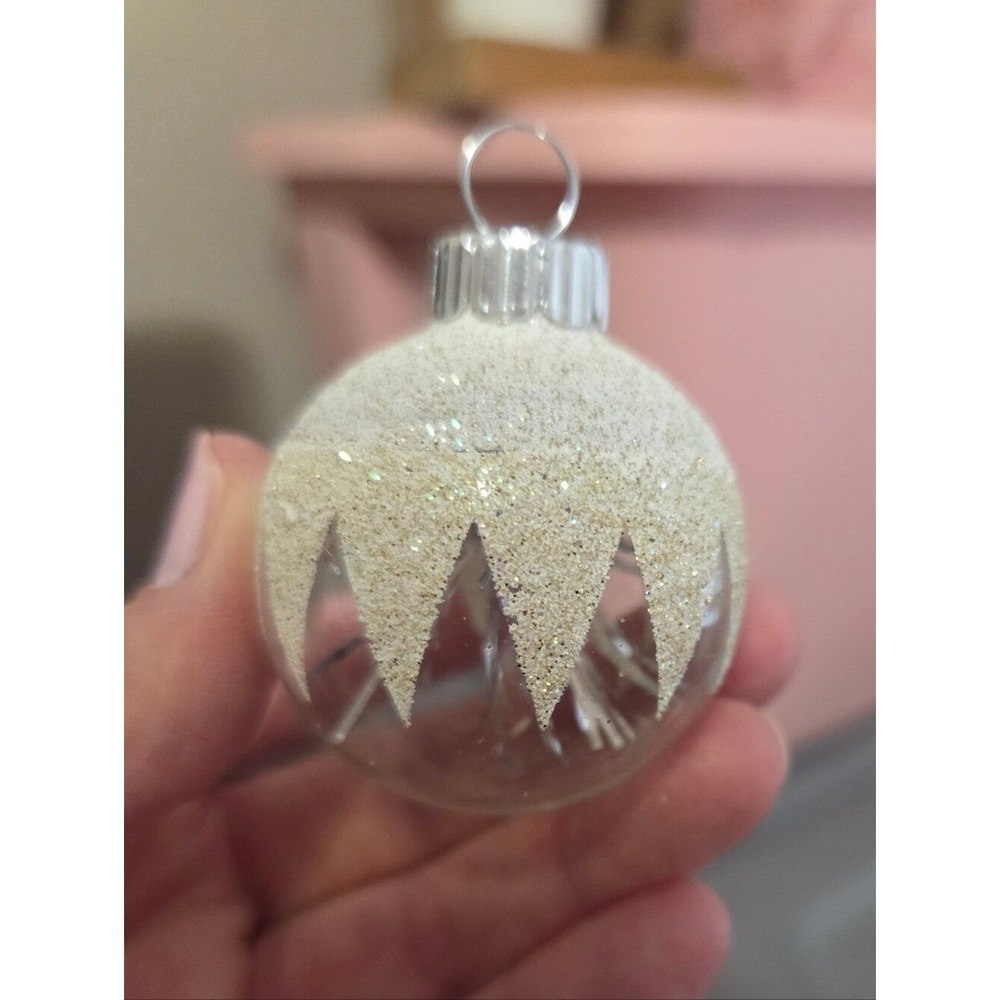 Shiny‎ Brite Snow Capped Clear Glass Holiday Ornament with White Glitter Accents